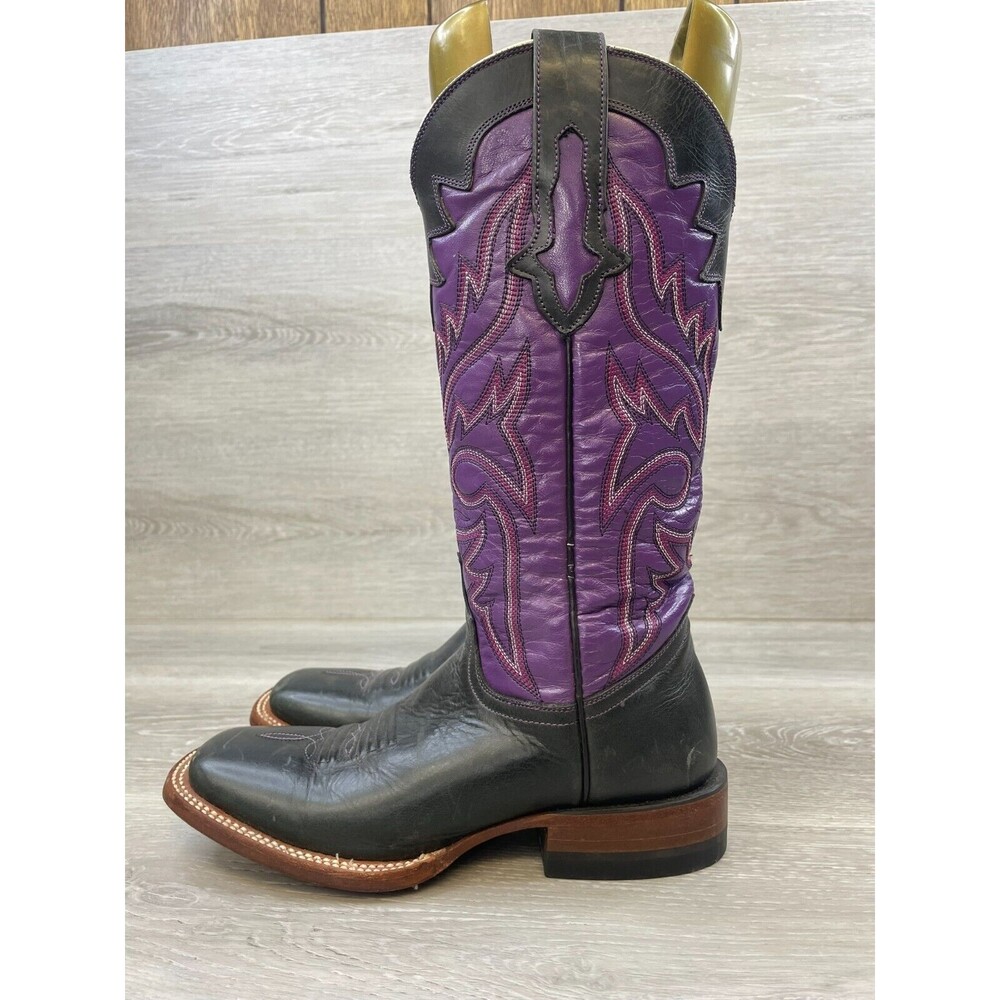 Lucchese Purple and Black Western Heeled Boots - Picture 5 of 14